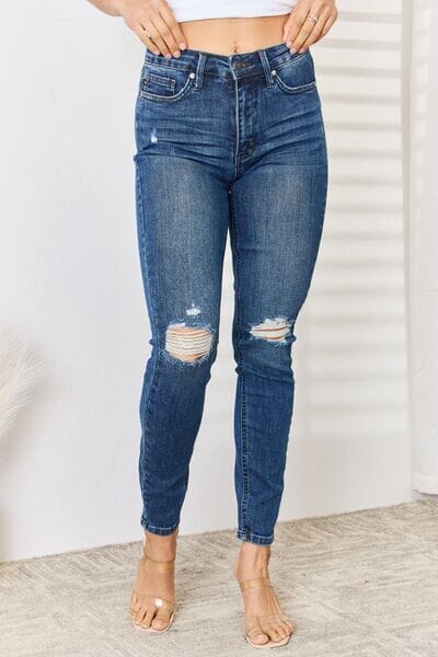 Judy Blue Full Size High Waist Distressed Slim Jeans - Sydney So Sweet