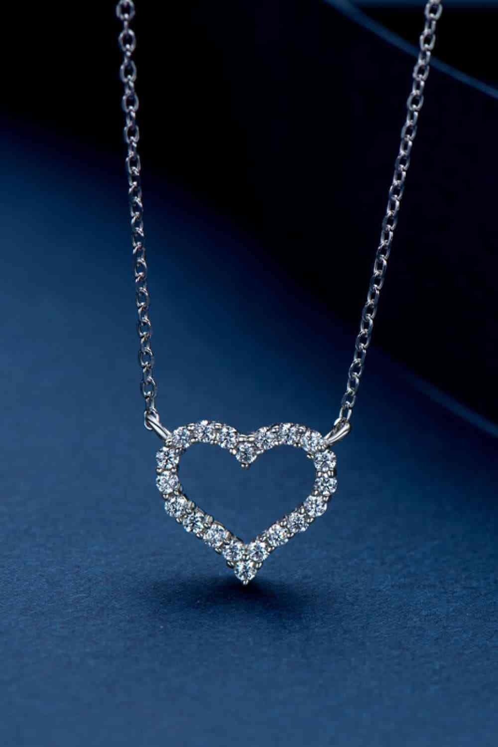 Adored Moissanite Platinum-Plated Heart Necklace - Sydney So Sweet