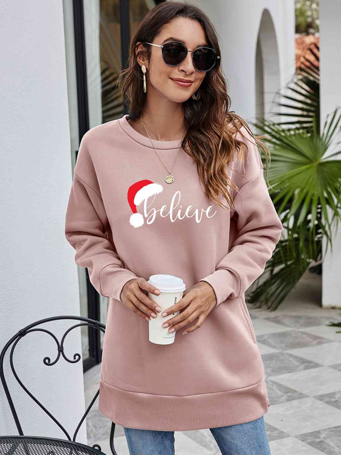 BELIEVE Graphic Tunic Sweatshirt - Sydney So Sweet