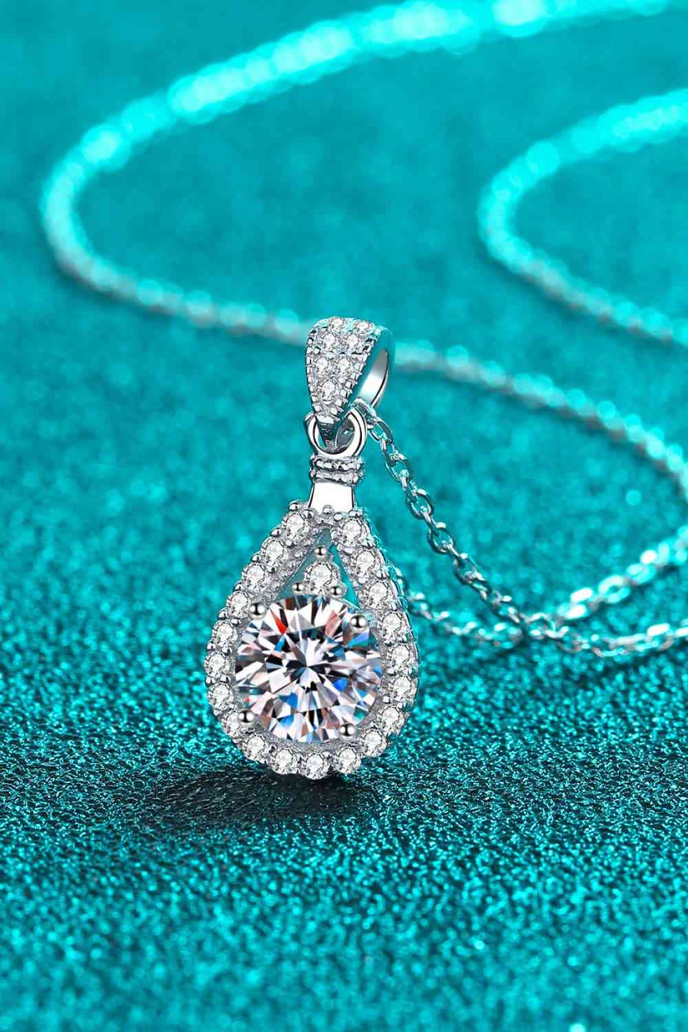 2 Carat Moissanite Teardrop Pendant 925 Sterling Silver Necklace - Sydney So Sweet