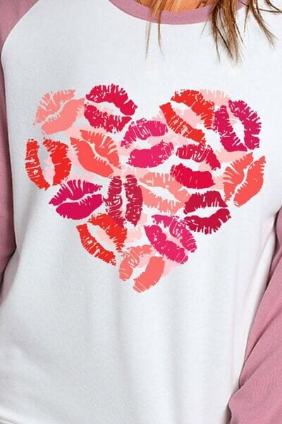 Lip Graphic Round Neck Long Sleeve T-Shirt - Sydney So Sweet