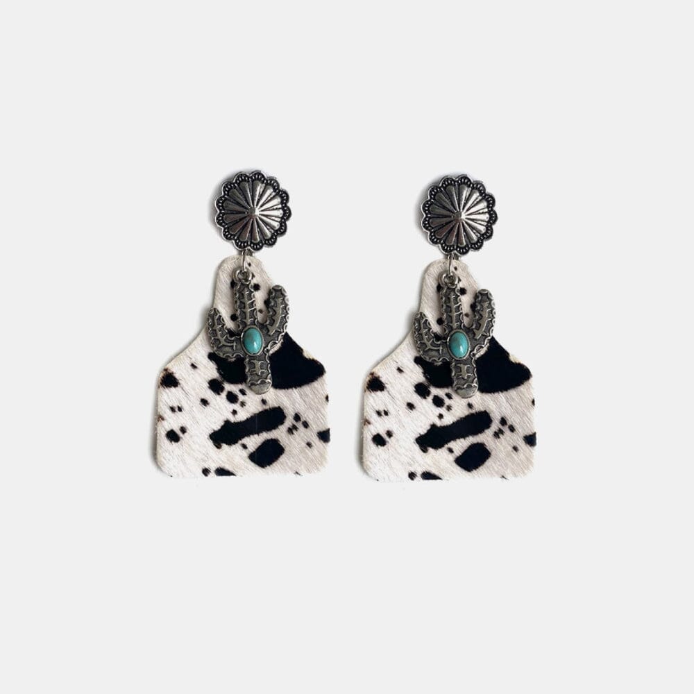 Turquoise Decor Cactus Alloy Earrings - Sydney So Sweet