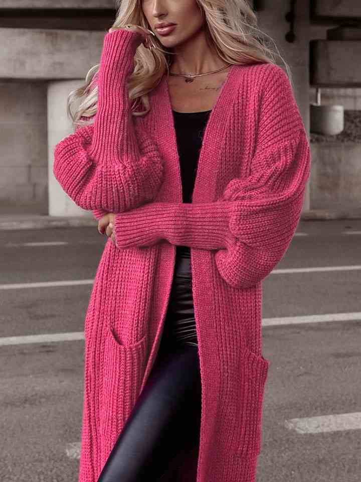 Lantern Sleeve Pocketed Cardigan - Sydney So Sweet