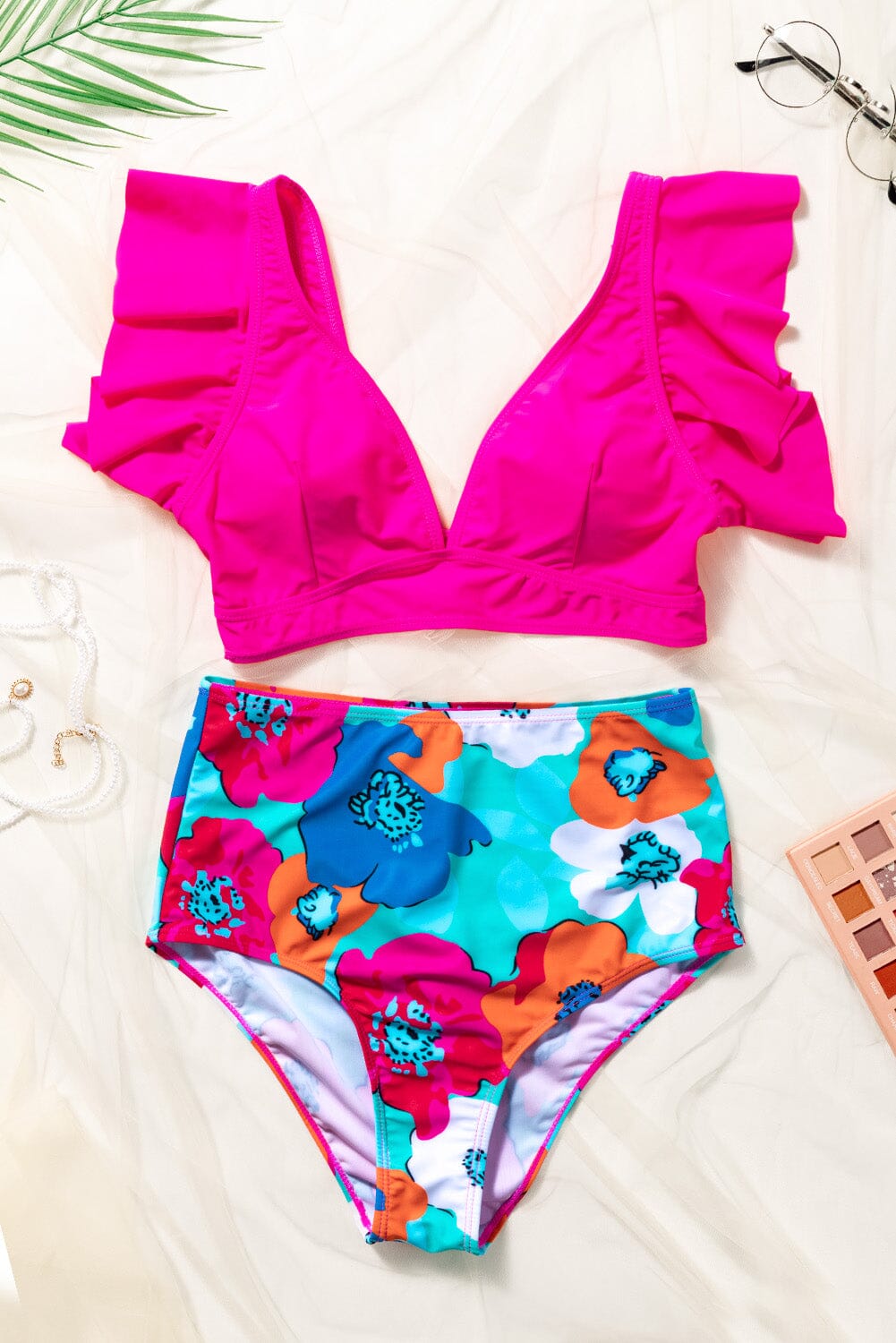 Cropped Swim Top and Floral Bottoms Set - Sydney So Sweet