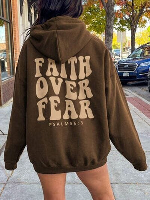 FAITH OVER FEAR Dropped Shoulder Hoodie - Sydney So Sweet