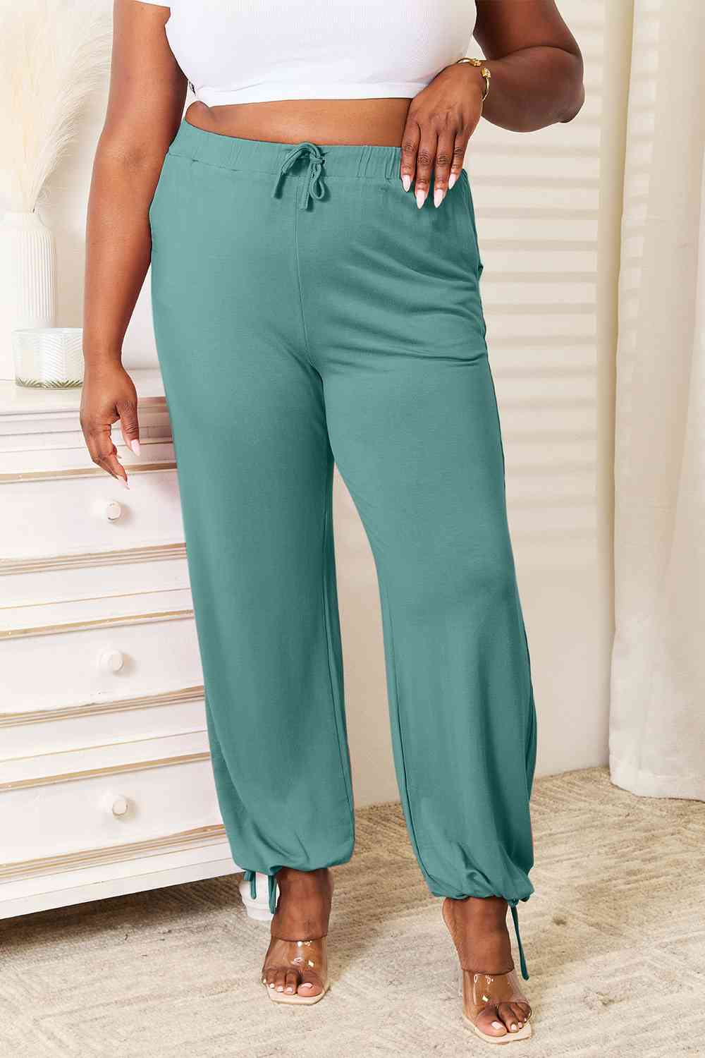 Basic Bae Full Size Soft Rayon Drawstring Waist Pants with Pockets - Sydney So Sweet