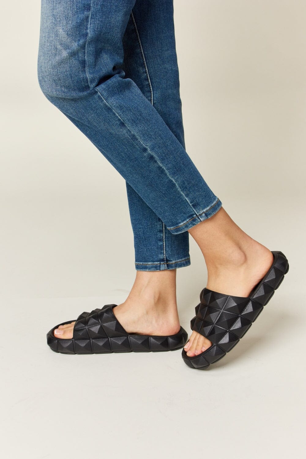 WILD DIVA Pyramid Stud Toe Band Footbed Sandals - Sydney So Sweet