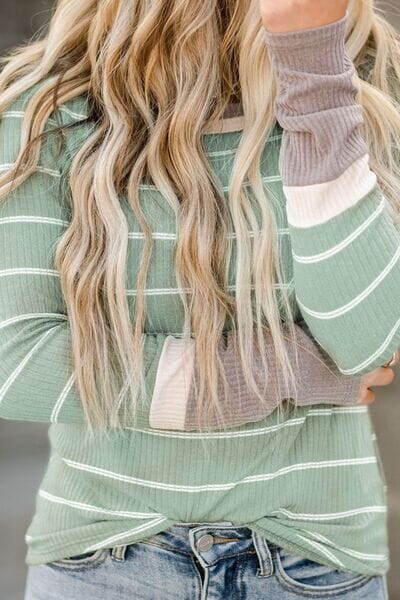 Striped Round Neck Long Sleeve T-Shirt - Sydney So Sweet