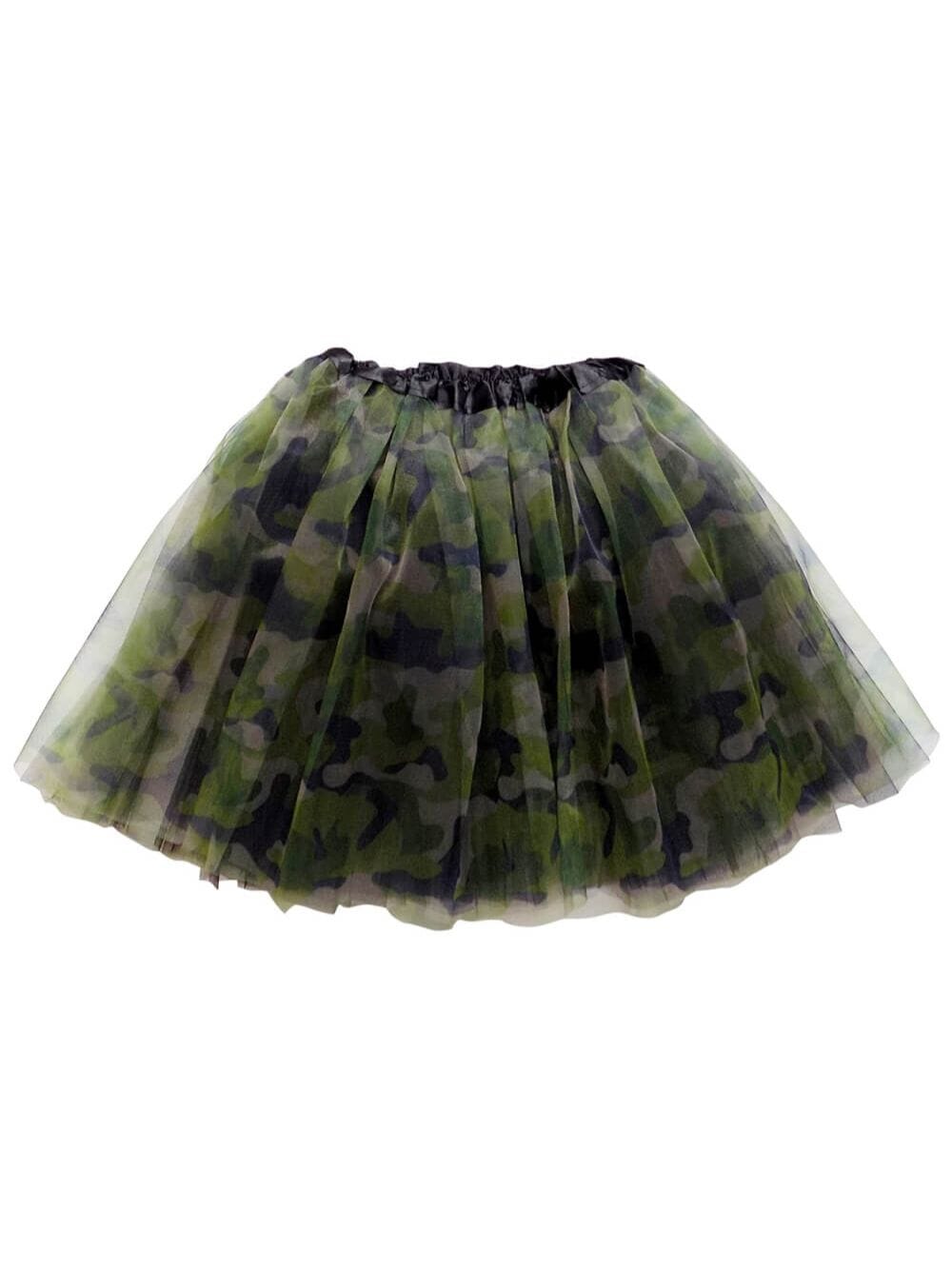 Green Camo Tutu Skirt for Women – 3-Layer Tulle Ballet Skirt for Costume, Dress-Up, Dance, & Cosplay - Sydney So Sweet