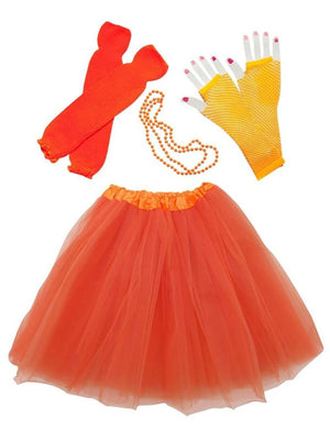 80s Outfits for Women in Neon Orange - 4 Piece Costume in Adult & Plus Size - Sydney So Sweet