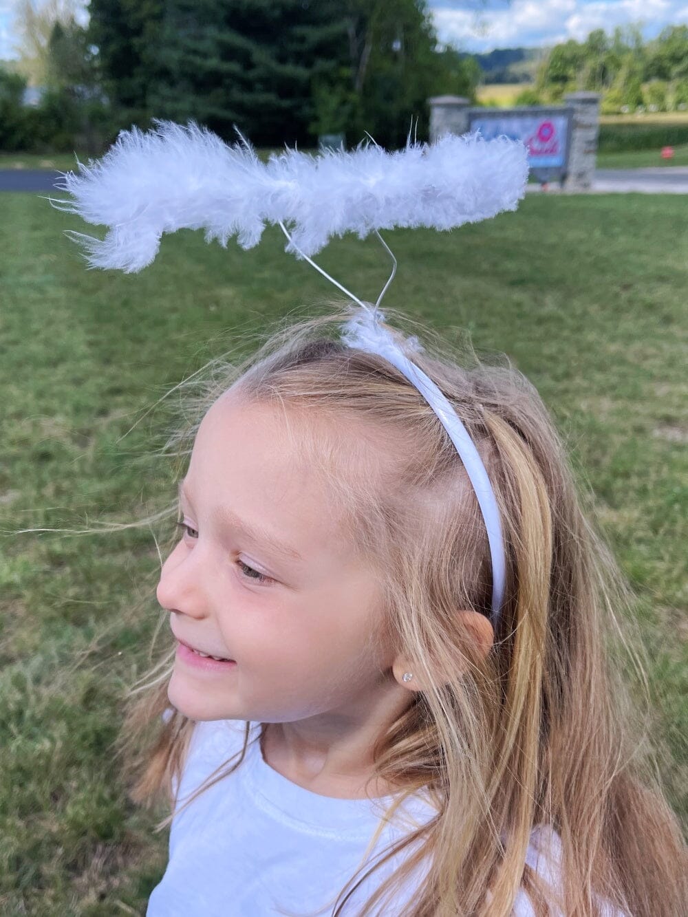 White Angel Headband Feather Halo Kid or Adult Costume Accessory - Sydney So Sweet