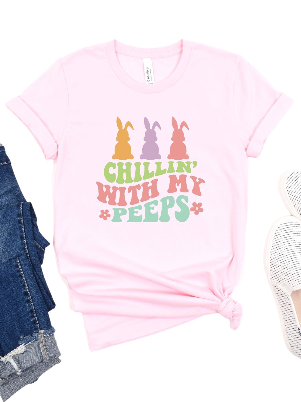 Chillin' With My Peeps Adult Short Sleeve T-Shirt for Spring & Easter - Sydney So Sweet