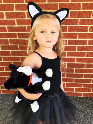 Girls Black Cat Tutu Costume with Tail & Ears. Ships FREE!