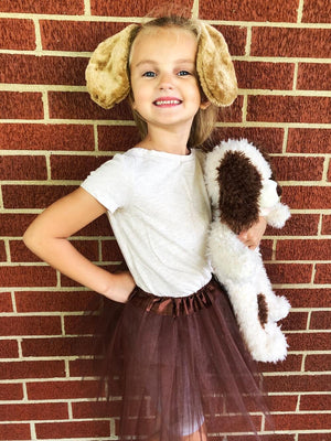 Girls Brown Puppy Costume - Complete Kids Costume Set with Tutu, Tail, & Ears - Sydney So Sweet