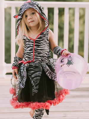 Zebra Costume, Hot Pink & Black Zebra Deluxe Hoodie Halloween Dress Up for Girls - Sydney So Sweet