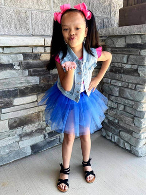 Royal Blue Tutu Skirt - Kids Size 3-Layer Tulle Basic Ballet Dance Costume Tutus for Girls - Sydney So Sweet