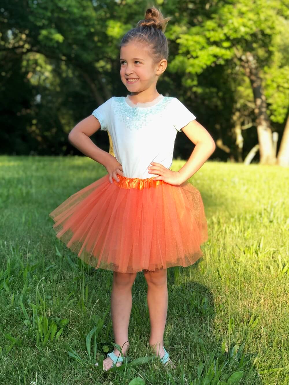 Orange Girls Tutu Skirt, Ballet Dance Costume