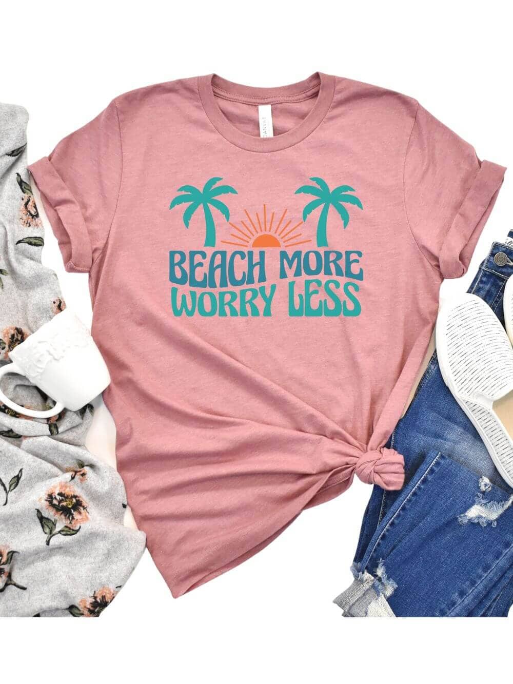 Beach More Worry Less Women's Jersey Short Sleeve Graphic Tee - Sydney So Sweet