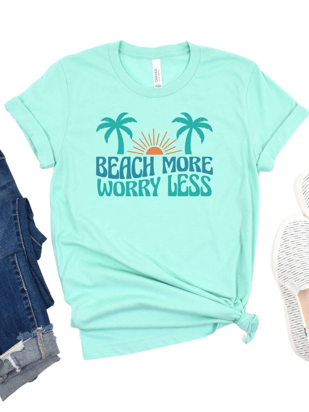 Beach More Worry Less Women's Jersey Short Sleeve Graphic Tee - Sydney So Sweet