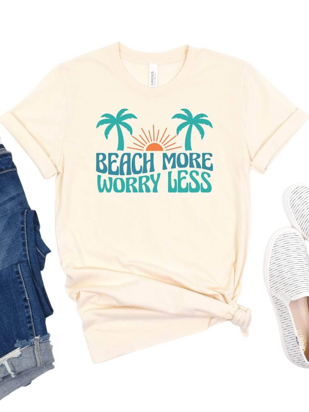 Beach More Worry Less Women's Jersey Short Sleeve Graphic Tee - Sydney So Sweet