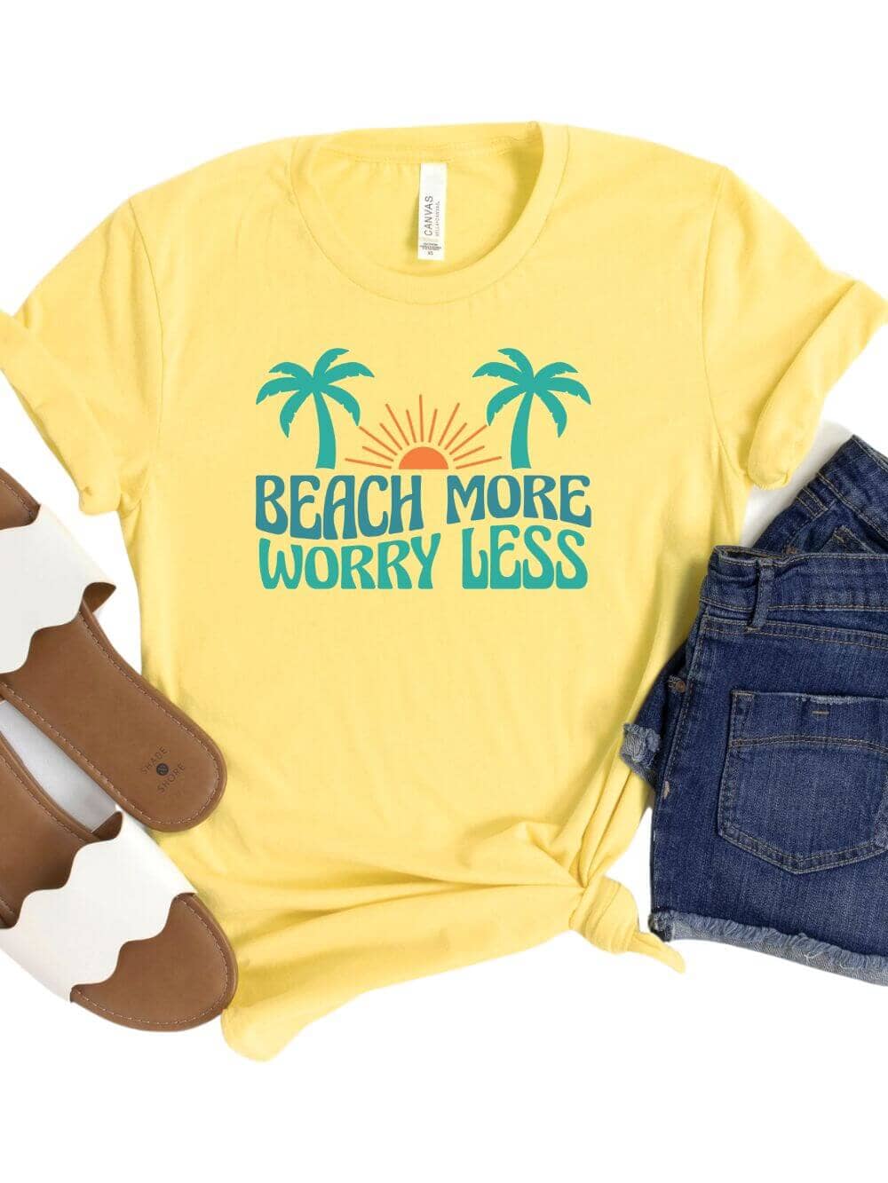 Beach More Worry Less Women's Jersey Short Sleeve Graphic Tee - Sydney So Sweet