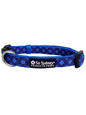 Blue Argyle Preppy Plaid Adjustable Fashion Dog Collar - Sydney So Sweet
