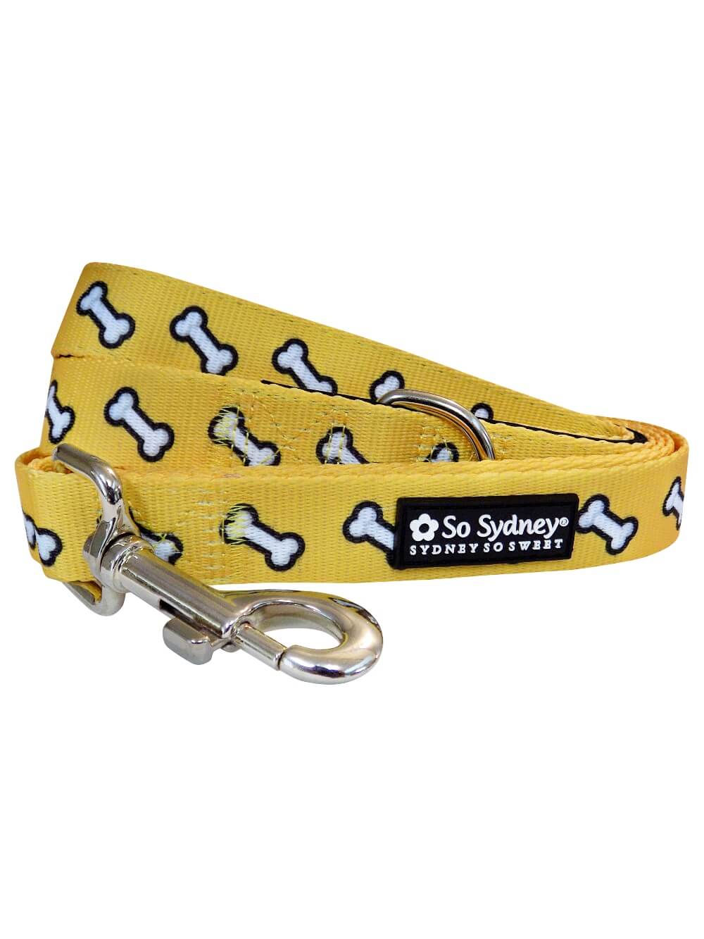 Dog Bone Black &amp; Yellow Cute Designer Dog Leash - Sydney So Sweet