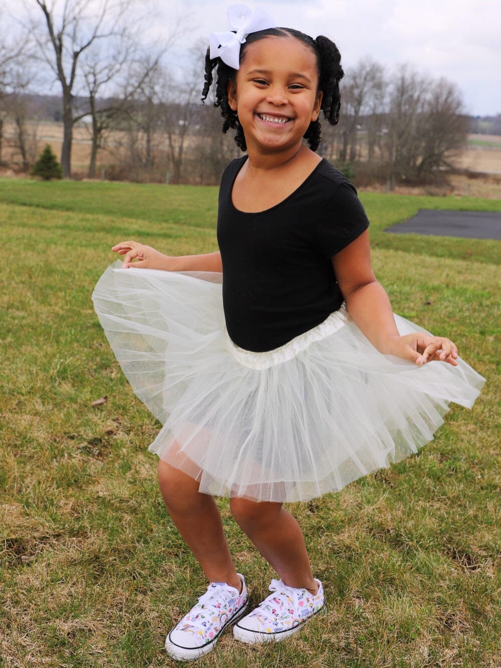 Ivory Tutu Skirt for Girls – 3-Layer Tulle Ballet, Dance, and Dress-Up Costume Skirt - Sydney So Sweet