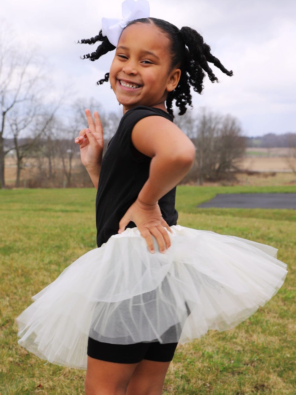 Ivory Tutu Skirt - Kids Size 3-Layer Tulle Basic Ballet Dance Costume Tutus for Girls - Sydney So Sweet