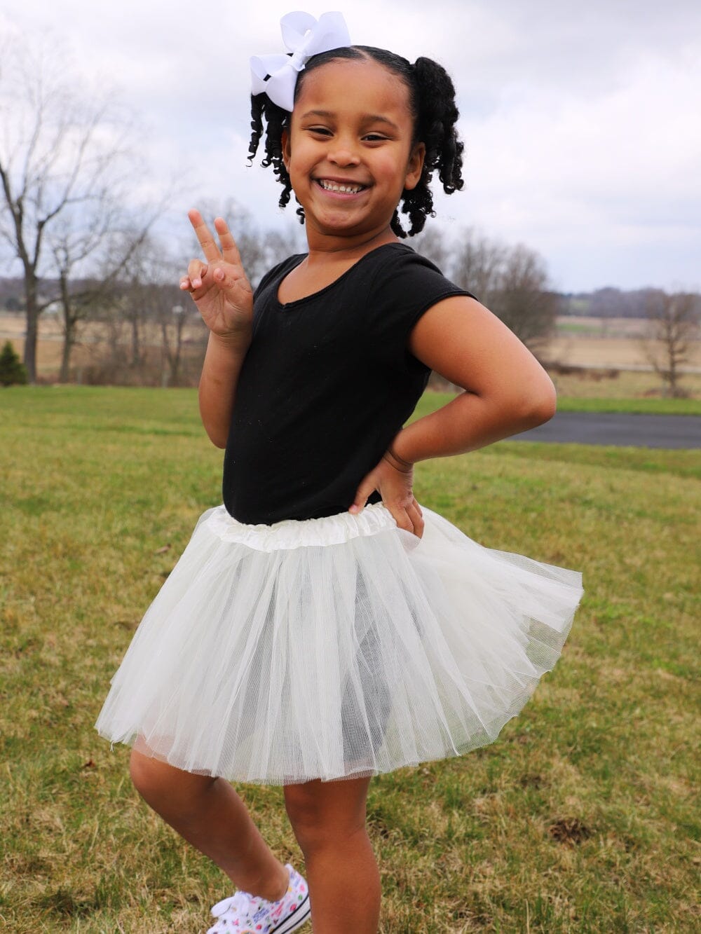 Ivory Tutu Skirt - Kids Size 3-Layer Tulle Basic Ballet Dance Costume Tutus for Girls - Sydney So Sweet