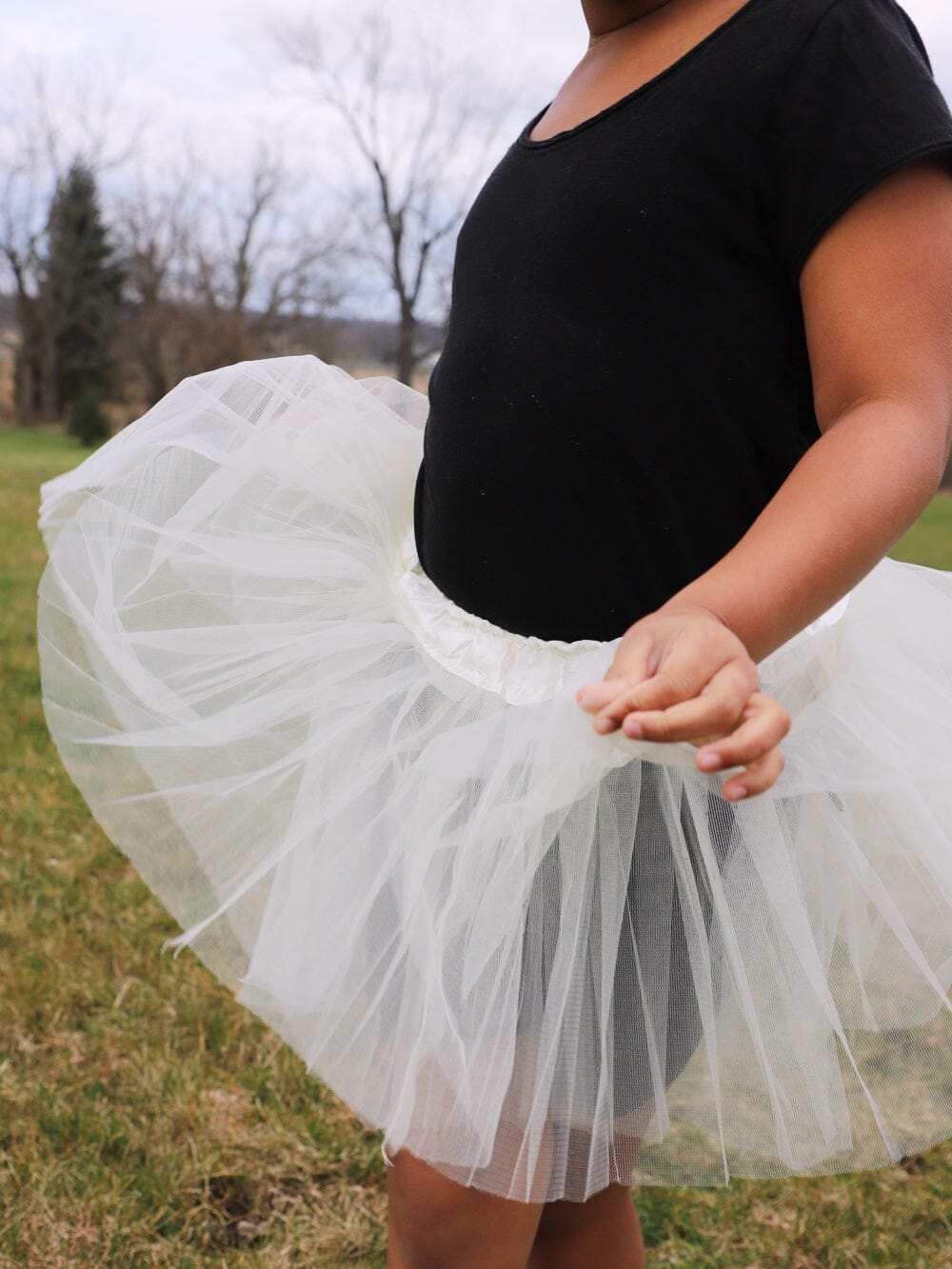 Ivory Tutu Skirt for Girls – 3-Layer Tulle Ballet, Dance, and Dress-Up Costume Skirt - Sydney So Sweet