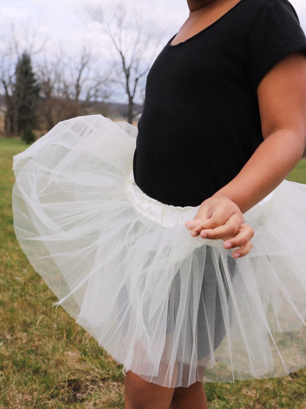 Ivory Tutu Skirt - Kids Size 3-Layer Tulle Basic Ballet Dance Costume Tutus for Girls - Sydney So Sweet