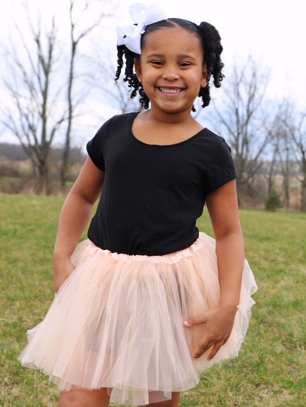 Peach Tutu Skirt - Kids Size 3-Layer Tulle Basic Ballet Dance Costume Tutus for Girls - Sydney So Sweet