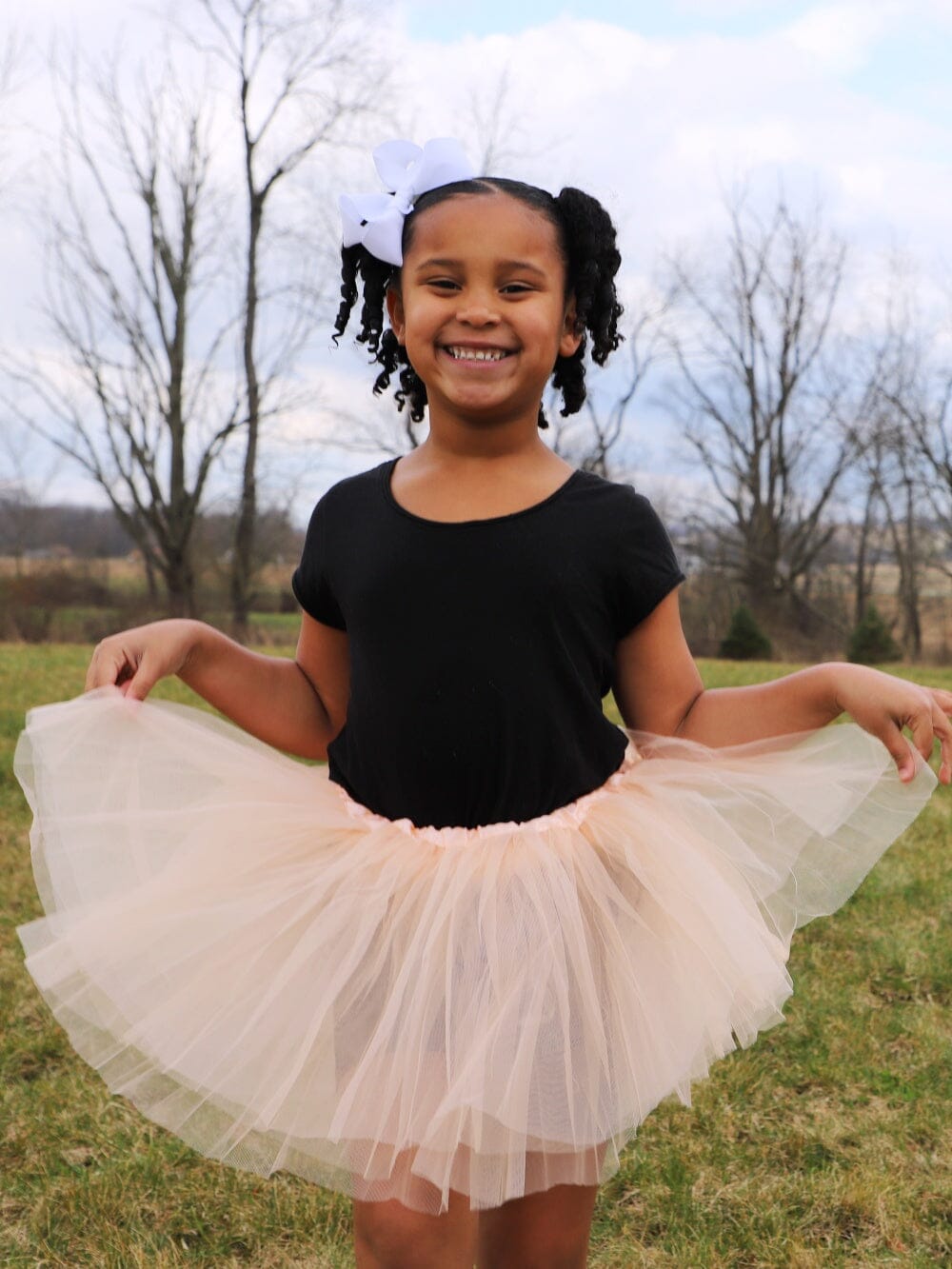 Peach Tutu Skirt - Kids Size 3-Layer Tulle Basic Ballet Dance Costume Tutus for Girls - Sydney So Sweet