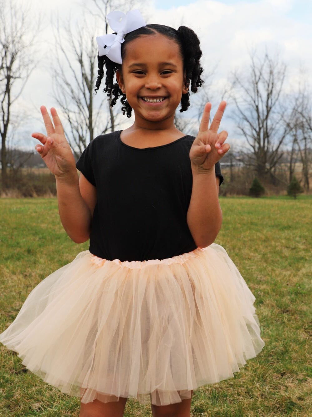 Peach Tutu Skirt - Kids Size 3-Layer Tulle Basic Ballet Dance Costume Tutus for Girls - Sydney So Sweet