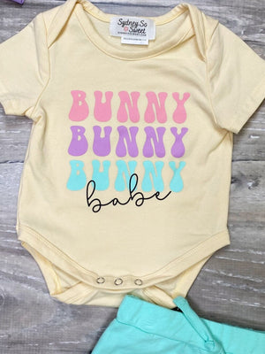 Bunny Babe Blue Two Piece Baby Easter Bloomer Outfit - Sydney So Sweet