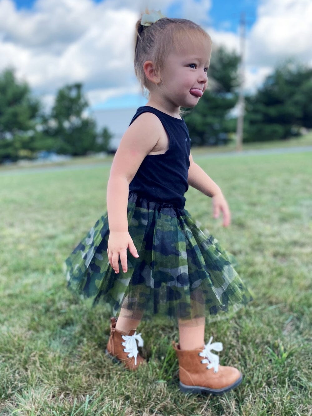 Green Camo Camouflage Tutu Skirt for Girls – 3-Layer Tulle Ballet, Dance, and Dress-Up Costume Skirt - Sydney So Sweet