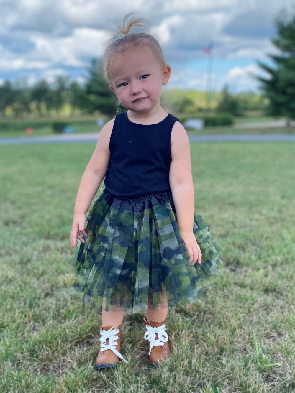 Green Camo Camouflage Tutu Skirt for Girls – 3-Layer Tulle Ballet, Dance, and Dress-Up Costume Skirt - Sydney So Sweet