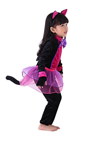Girls Cat Costume, Deluxe Black and Hot Pink Tutu Halloween Dress Up - Sydney So Sweet