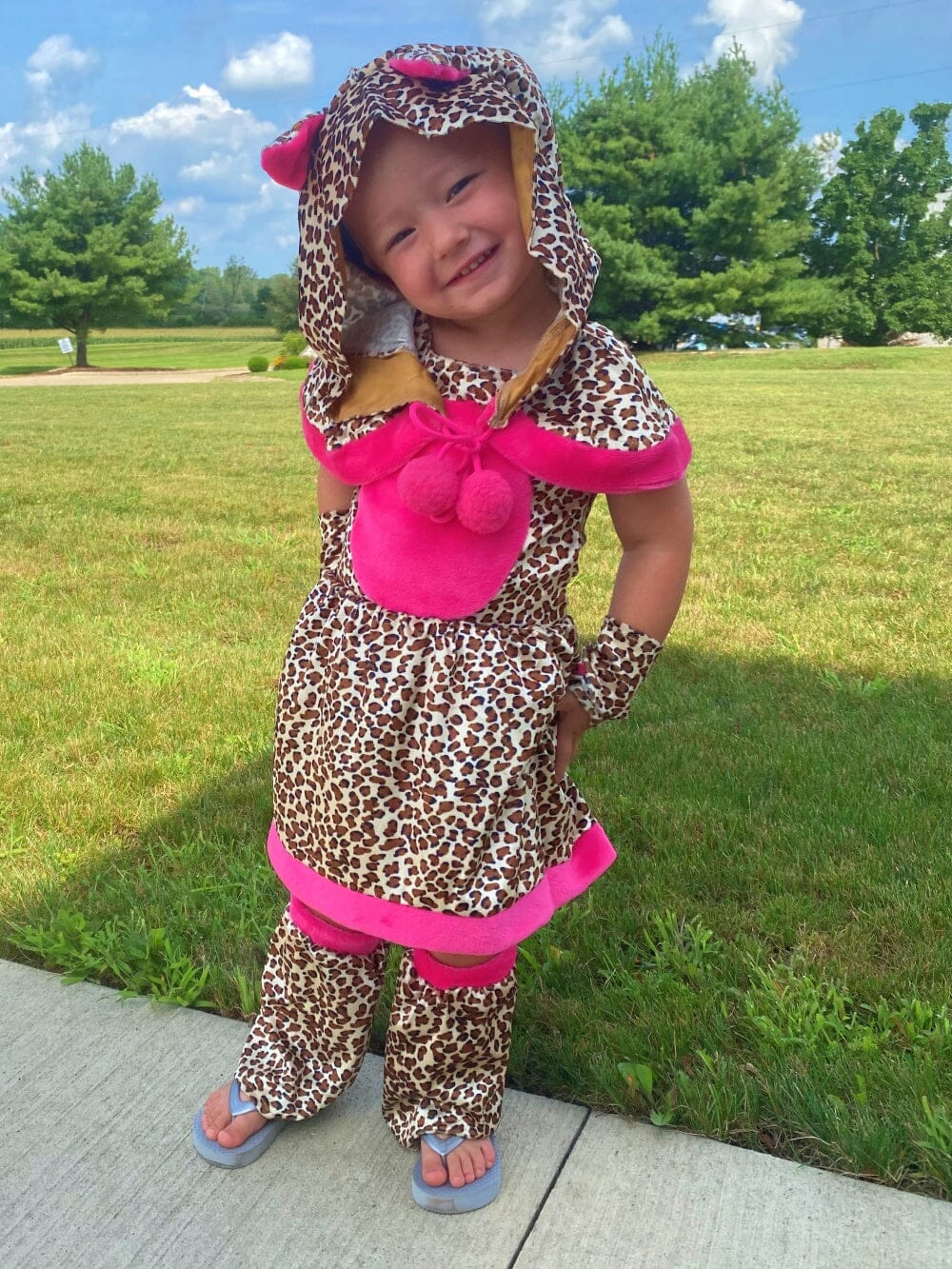 Cheetah Costume, Hot Pink Hooded Halloween Dress Up for Girls &amp; Toddler - Sydney So Sweet