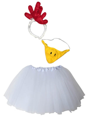 Adult Chicken Costume - Tutu Skirt, Headband, & Beak Set for Adult or Plus Size - Sydney So Sweet