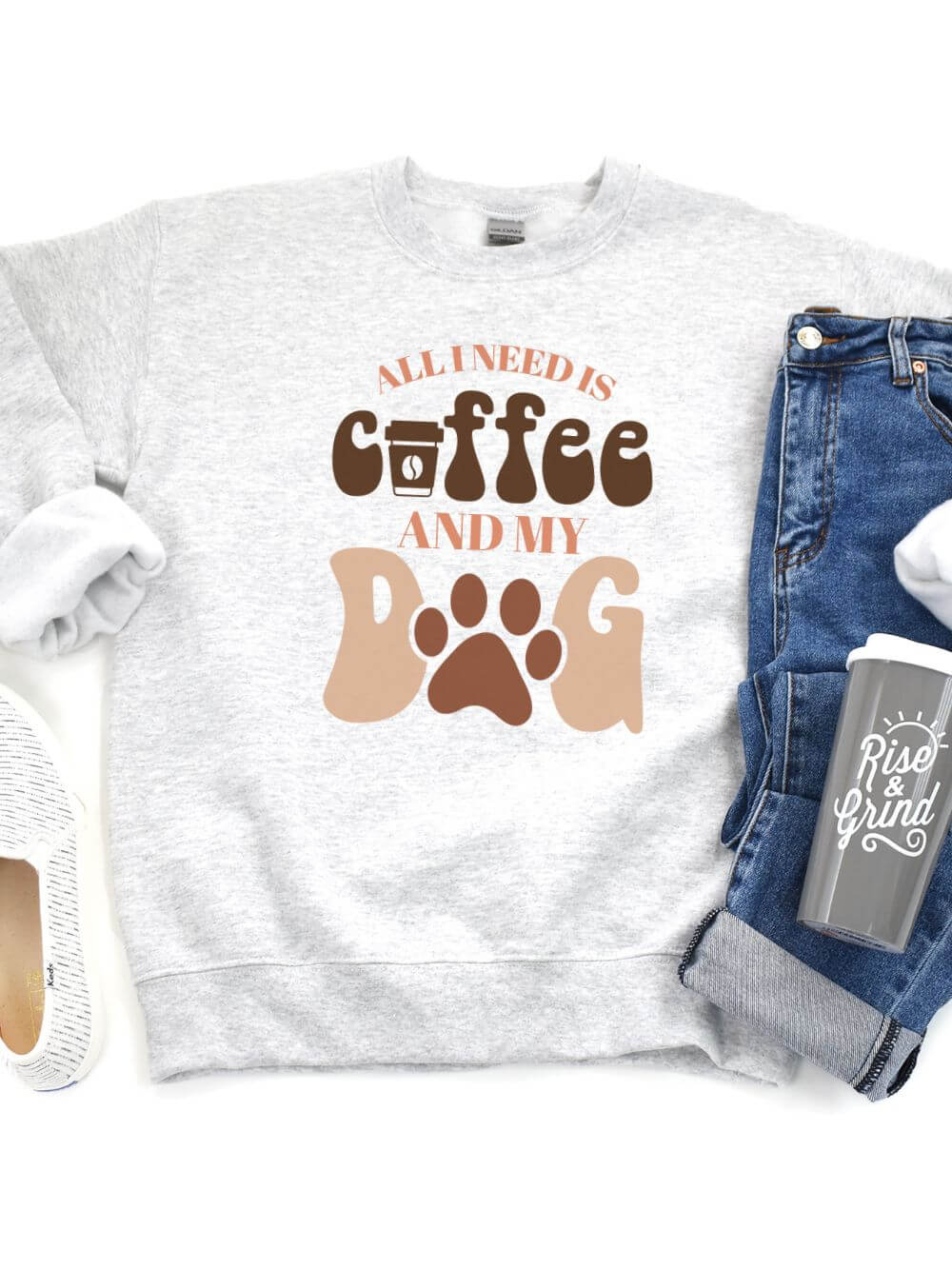 All I Need is Coffee and my Dog Crewneck Sweatshirt for Dog Moms - Sydney So Sweet