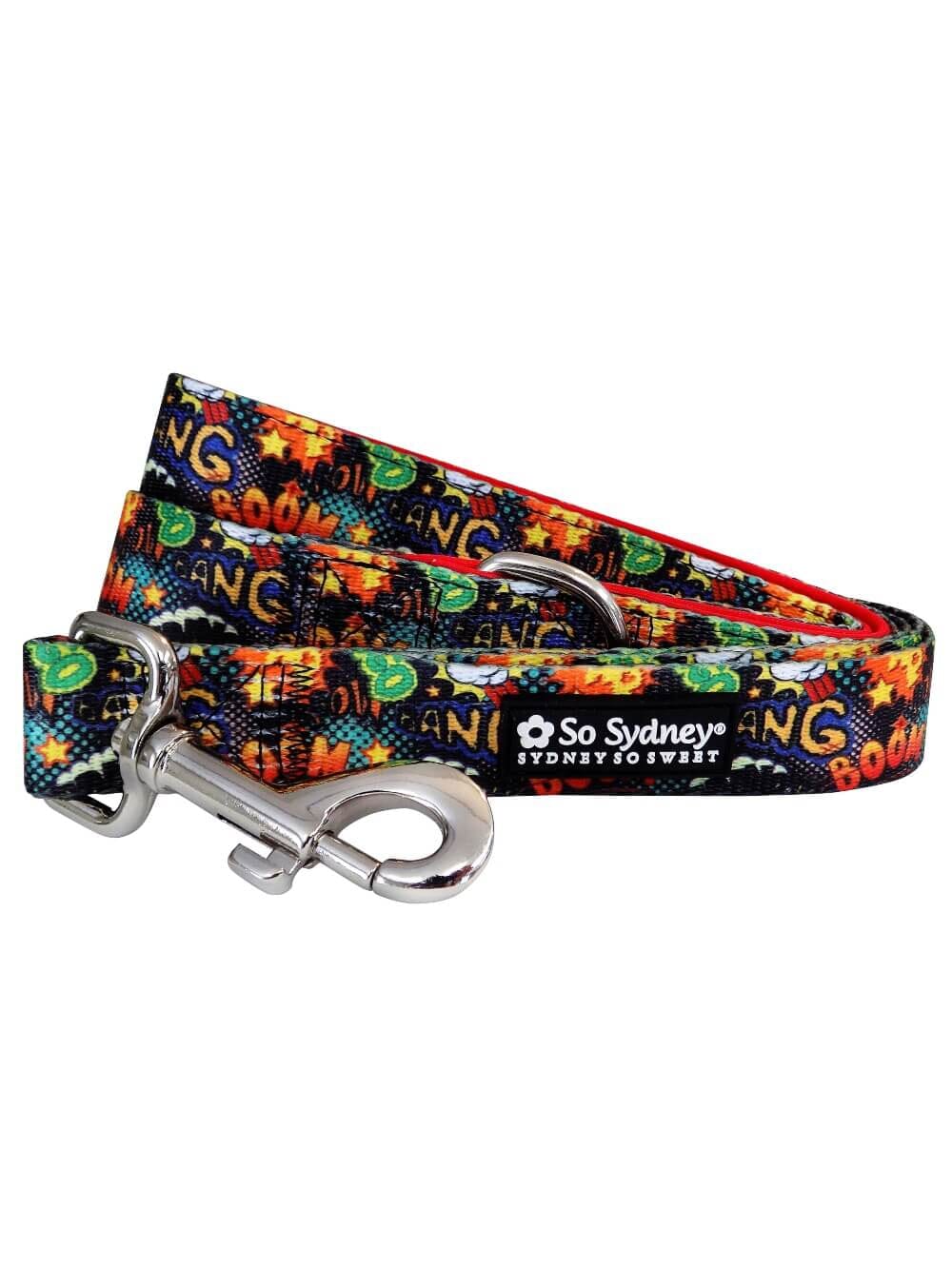 Comic Book Hero Red Designer Dog Leash - Sydney So Sweet