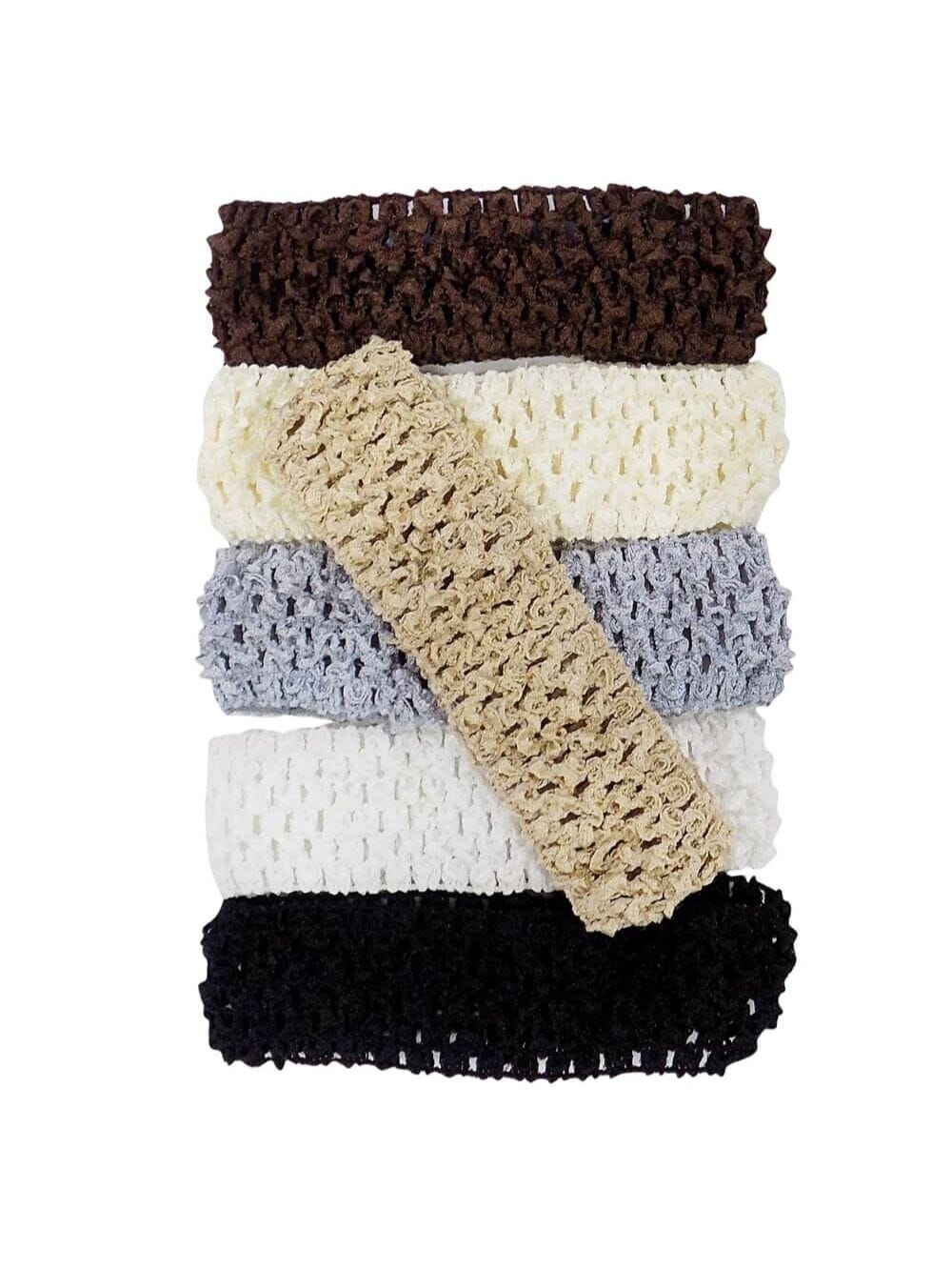 Everyday Basic Colors - 6 Pack 1.5" Elastic Crochet Headbands - Sydney So Sweet