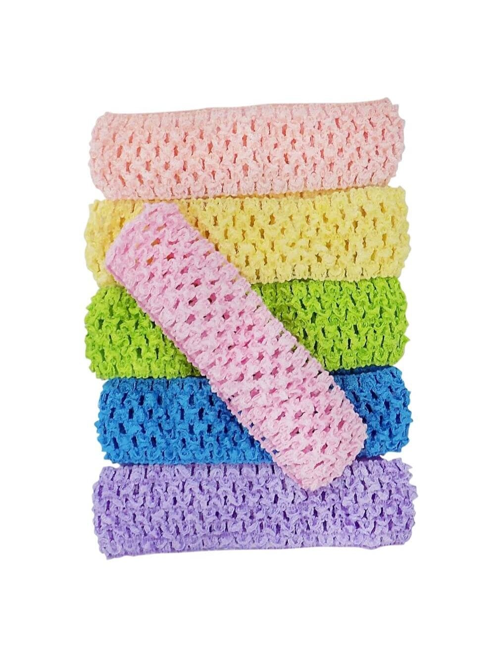 Pretty Pastels - 6 Pack 1.5&quot; Elastic Crochet Headbands - Sydney So Sweet