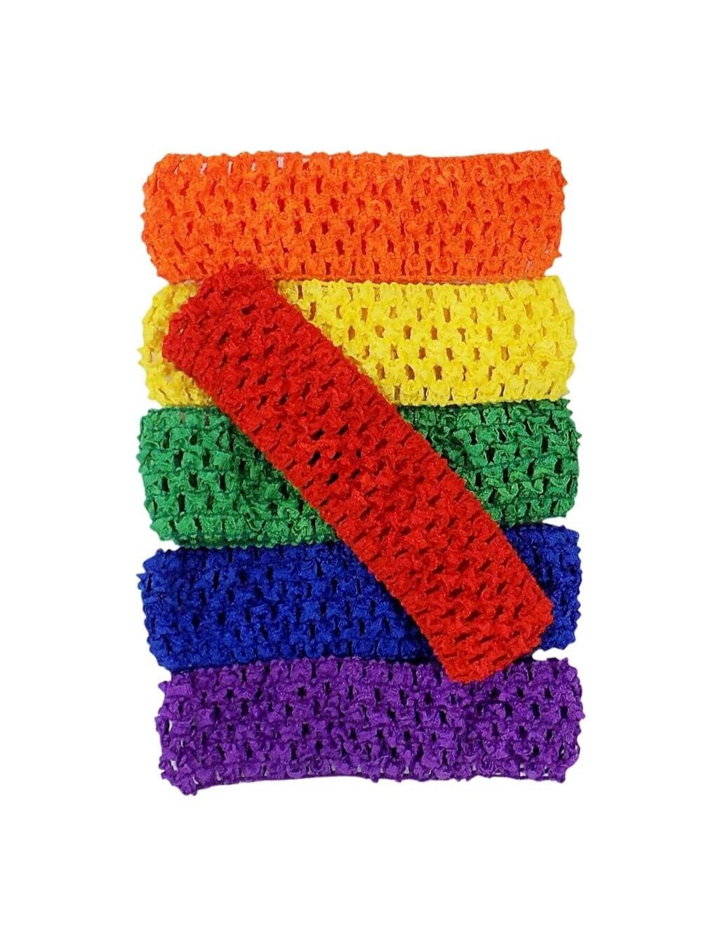 Rainbow Brights - 6 Pack 1.5" Elastic Crochet Headbands - Sydney So Sweet