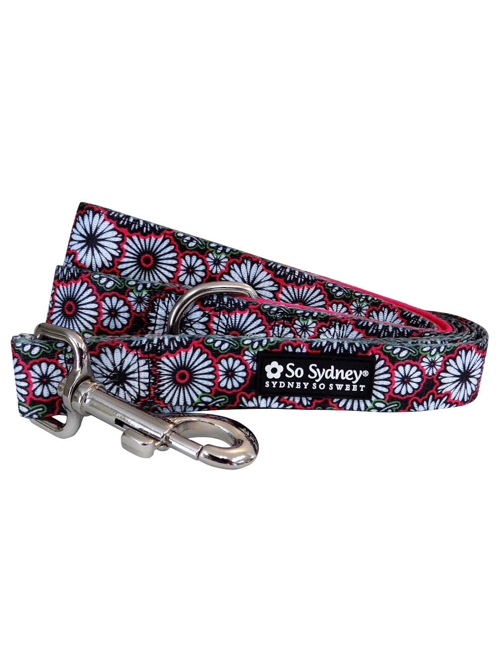 Hot Pink &amp; Black Daisy Floral Fashion Cute Trendy Dog Leash - Sydney So Sweet