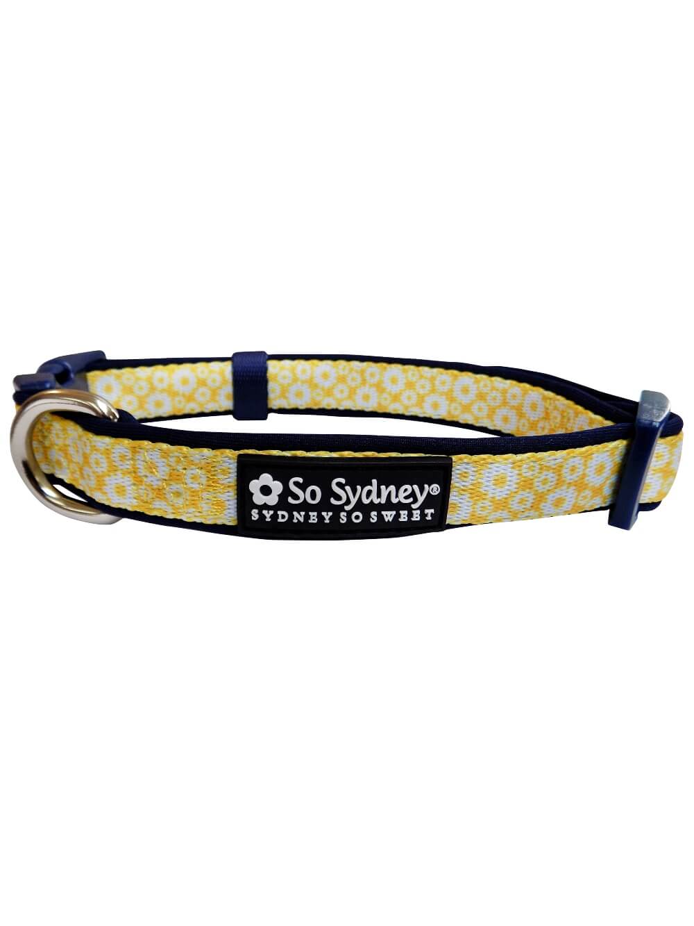 Daisy Floral Yellow & Navy Pretty Fashion Dog Collar - Sydney So Sweet