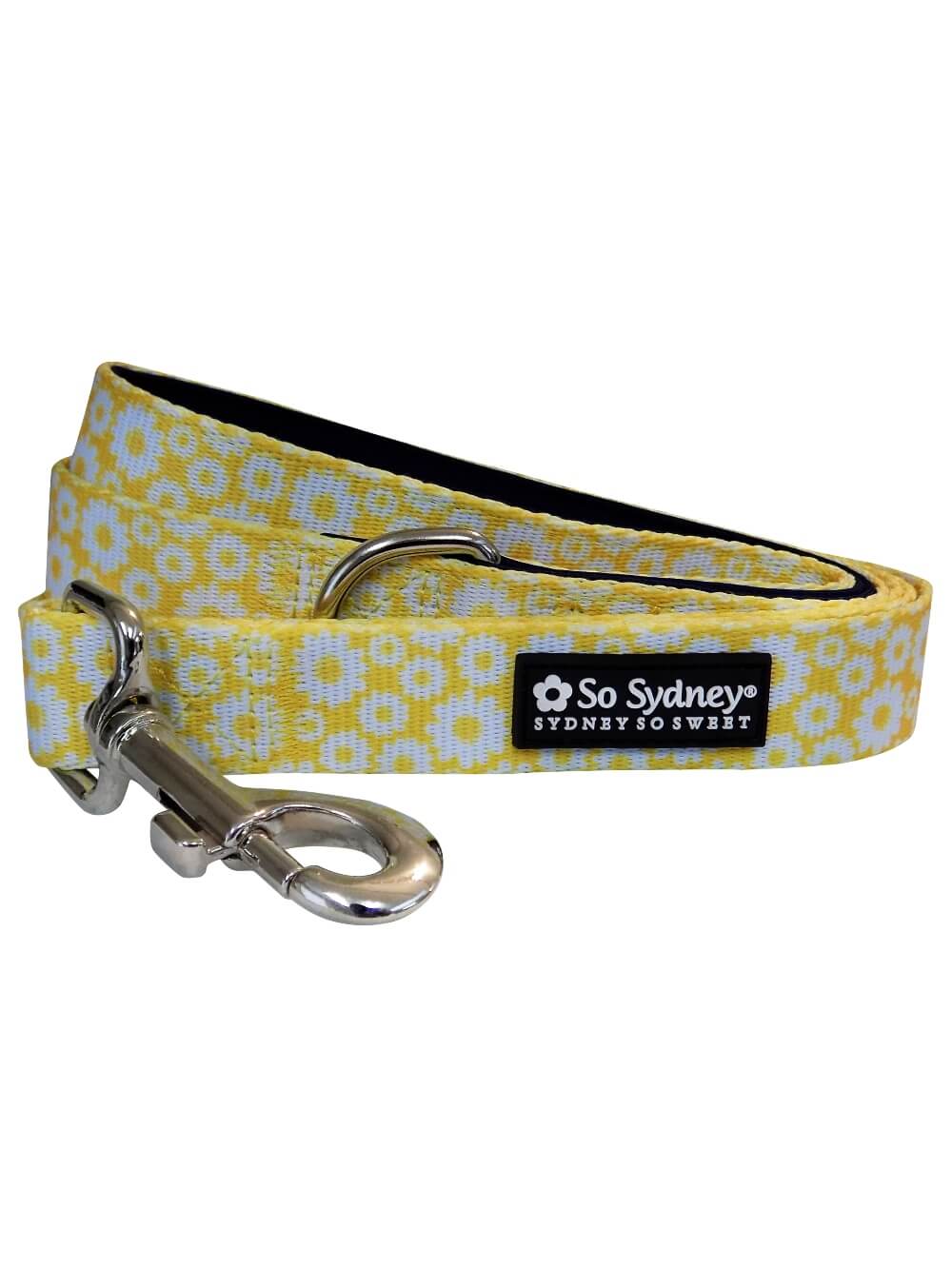 Daisy Floral Yellow &amp; Navy Designer Floral Dog Leash - Sydney So Sweet