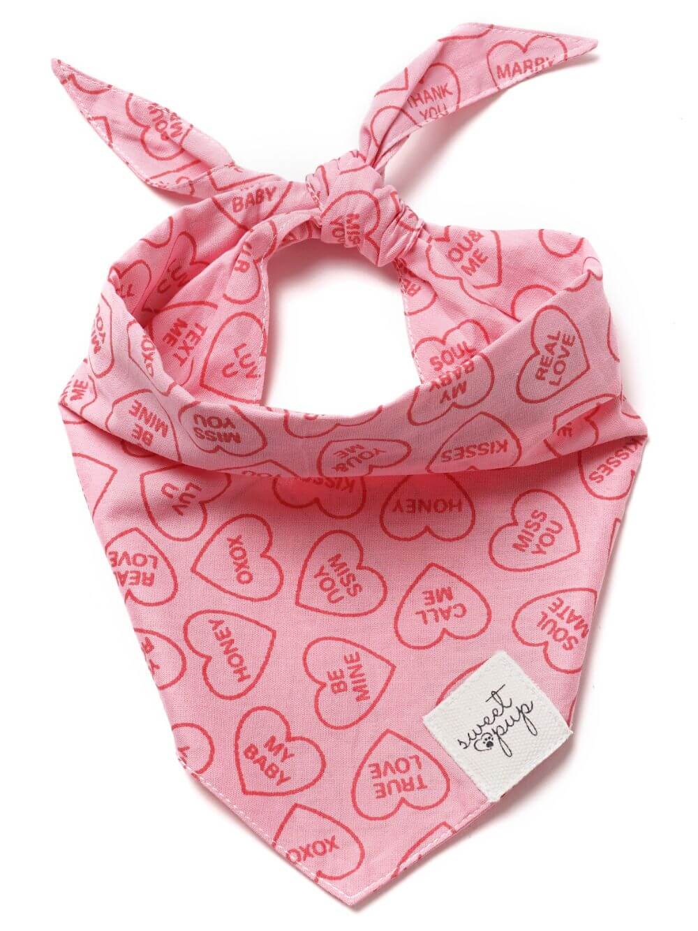 Dog Bandana - Real Love Pink Candy Heart - Sydney So Sweet